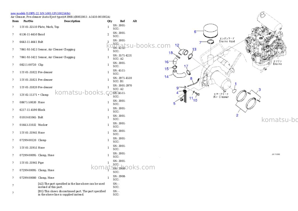 Komatsu D39PX-22 S/N 5001-UP Parts catalog cover Page 4 Komatsu D39PX-22 S/N 5001-UP Parts catalog cover Page 4