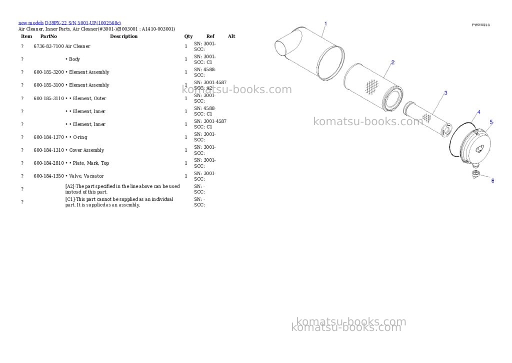 Komatsu D39PX-22 S/N 5001-UP Parts catalog cover Page 5 Komatsu D39PX-22 S/N 5001-UP Parts catalog cover Page 5