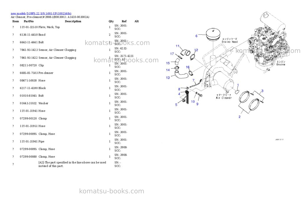 Komatsu D39PX-22 S/N 5001-UP Parts catalog cover Page 7 Komatsu D39PX-22 S/N 5001-UP Parts catalog cover Page 7