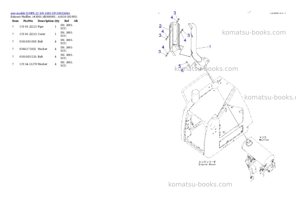 Komatsu D39PX-22 S/N 5001-UP Parts catalog cover Page 8 Komatsu D39PX-22 S/N 5001-UP Parts catalog cover Page 8