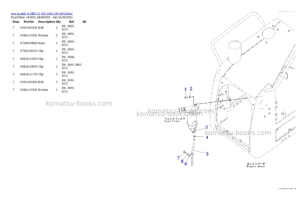 Komatsu D39PX-22 S/N 5001-UP Parts catalog cover Page 9 Komatsu D39PX-22 S/N 5001-UP Parts catalog cover Page 9