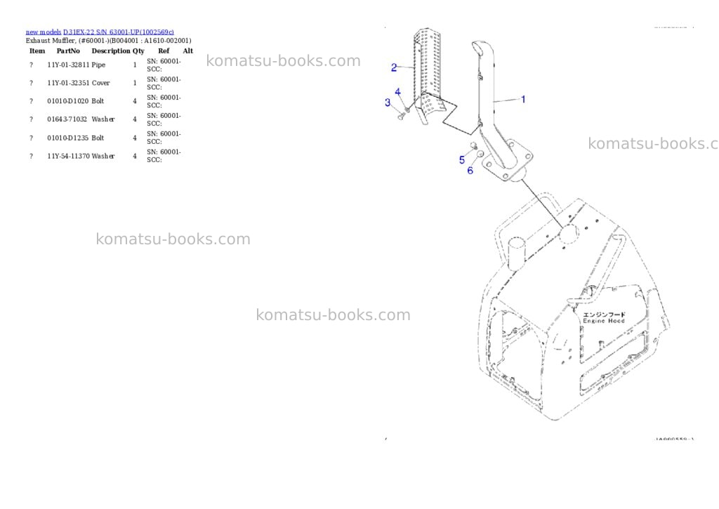 Komatsu D31EX-22 S/N 63001-UP Parts catalog cover Page 10