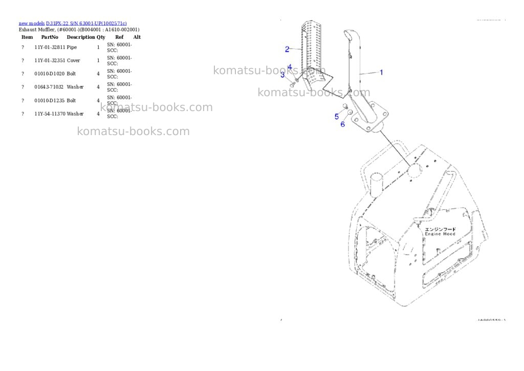 Komatsu D31PX-22 S/N 63001-UP Parts catalog cover Page 10