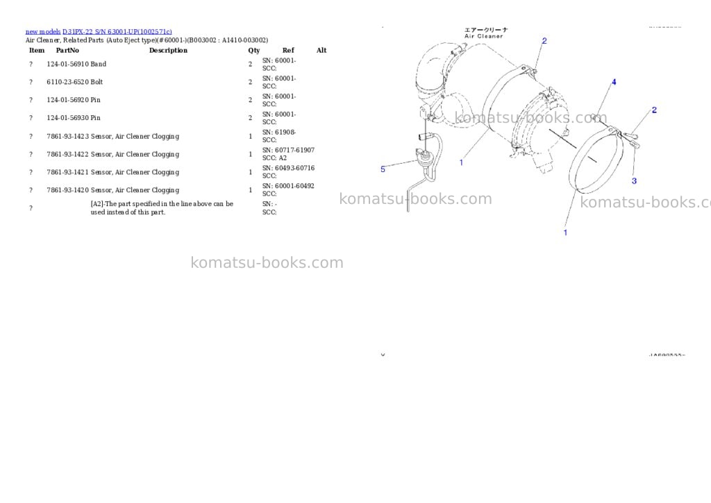 Komatsu D31PX-22 S/N 63001-UP Parts catalog cover Page 7