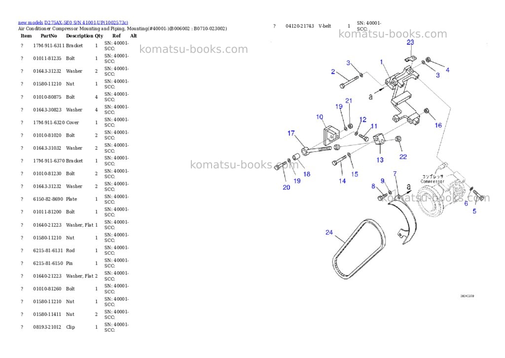 Komatsu D275AX-5E0 S/N 41001-UP Parts catalog cover Page 7 Komatsu D275AX-5E0 S/N 41001-UP Parts catalog cover Page 7