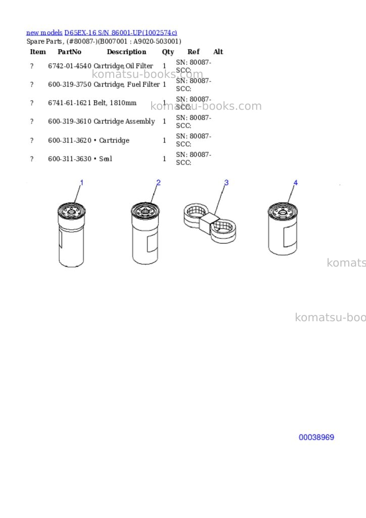 Komatsu D65EX-16 S/N 86001-UP Parts catalog cover Page 10