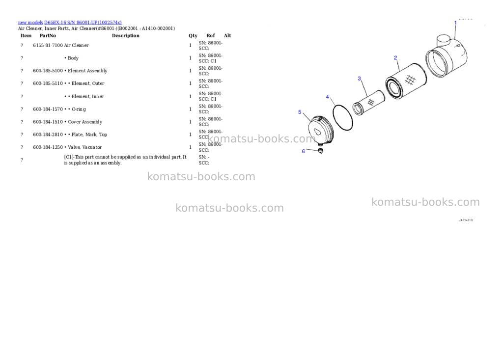 Komatsu D65EX-16 S/N 86001-UP Parts catalog cover Page 3