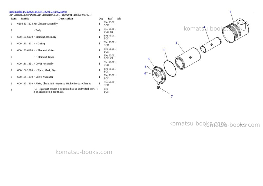 Komatsu PC400LC-8R S/N 79001-UP Parts catalog cover Page 2 Komatsu PC400LC-8R S/N 79001-UP Parts catalog cover Page 2