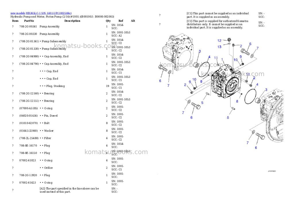 Komatsu HB365LC-1 S/N 1401-UP Parts catalog cover Page 3