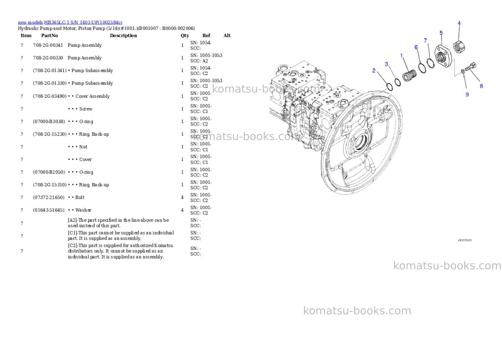 Komatsu HB365LC-1 S/N 1401-UP Parts catalog cover Page 7