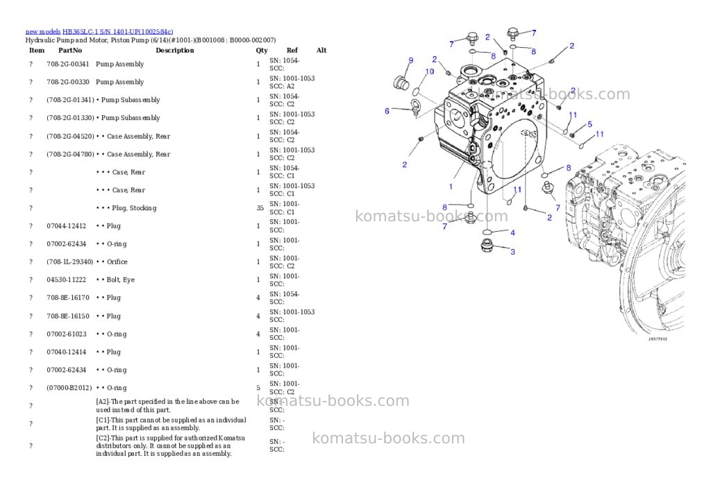 Komatsu HB365LC-1 S/N 1401-UP Parts catalog cover Page 8