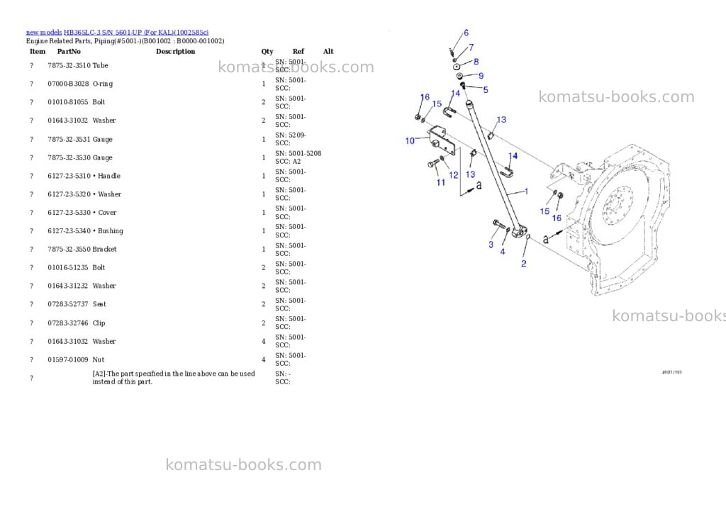 Komatsu HB365LC-3 S/N 5601-UP (For KAL) Parts catalog cover Page 2
