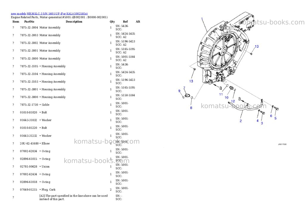 Komatsu HB365LC-3 S/N 5601-UP (For KAL) Parts catalog cover Page 5