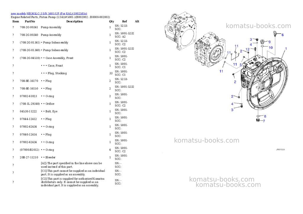 Komatsu HB365LC-3 S/N 5601-UP (For KAL) Parts catalog cover Page 6