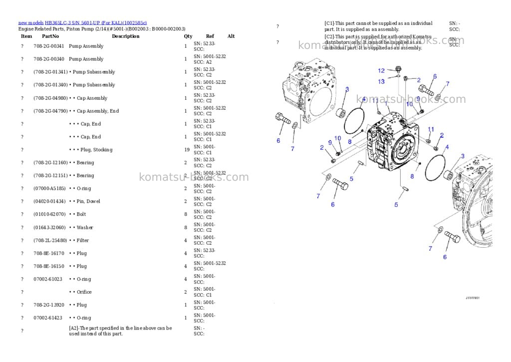 Komatsu HB365LC-3 S/N 5601-UP (For KAL) Parts catalog cover Page 7
