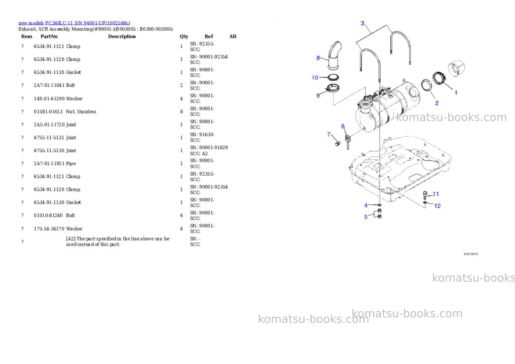 Komatsu PC360LC-11 S/N 94001-UP Parts catalog cover Page 10 Komatsu PC360LC-11 S/N 94001-UP Parts catalog cover Page 10