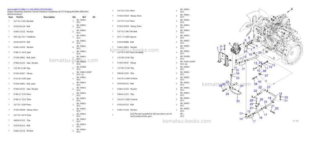 Komatsu PC360LC-11 S/N 94001-UP Parts catalog cover Page 3 Komatsu PC360LC-11 S/N 94001-UP Parts catalog cover Page 3