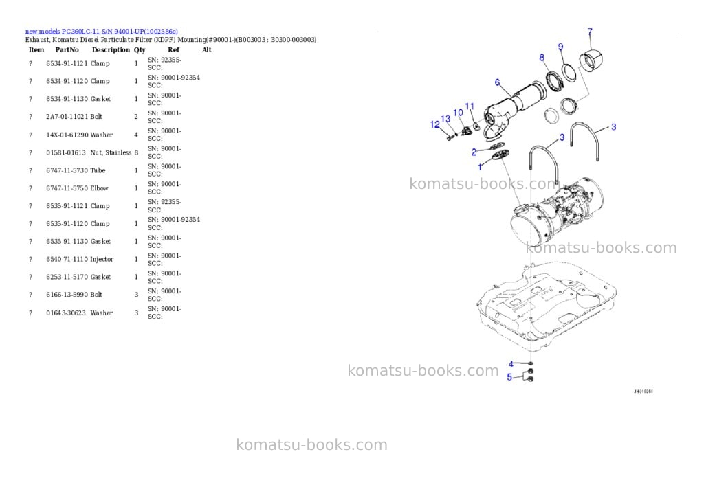 Komatsu PC360LC-11 S/N 94001-UP Parts catalog cover Page 8 Komatsu PC360LC-11 S/N 94001-UP Parts catalog cover Page 8