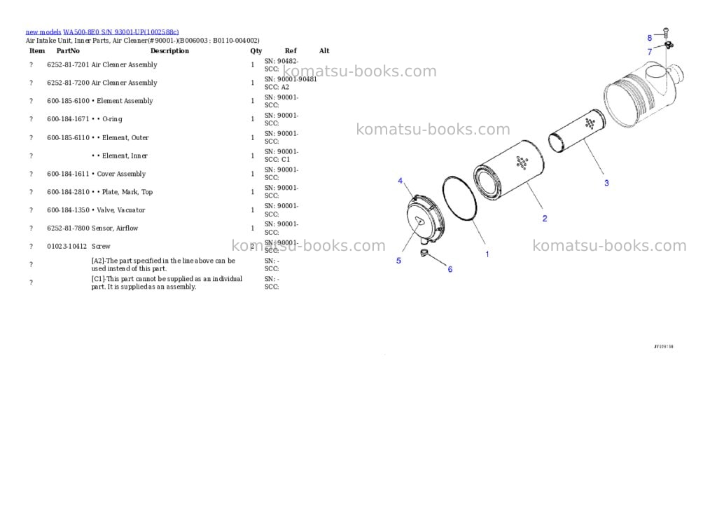 Komatsu WA500-8E0 S/N 93001-UP Parts catalog cover Page 10