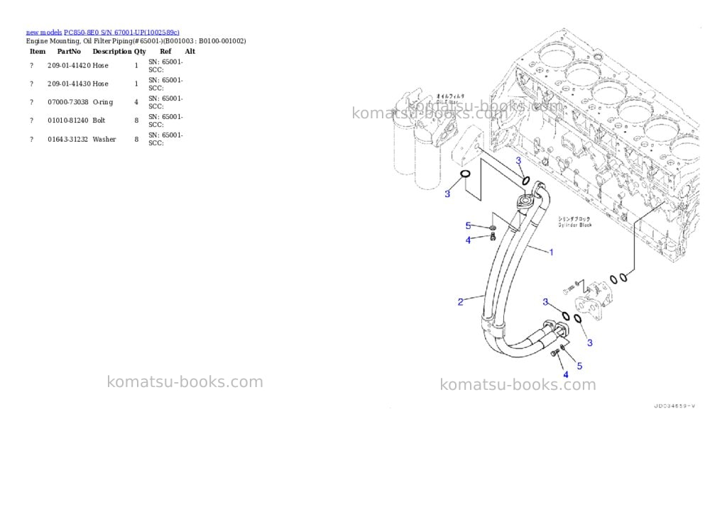 Komatsu PC850-8E0 S/N 67001-UP Parts catalog cover Page 3 Komatsu PC850-8E0 S/N 67001-UP Parts catalog cover Page 3