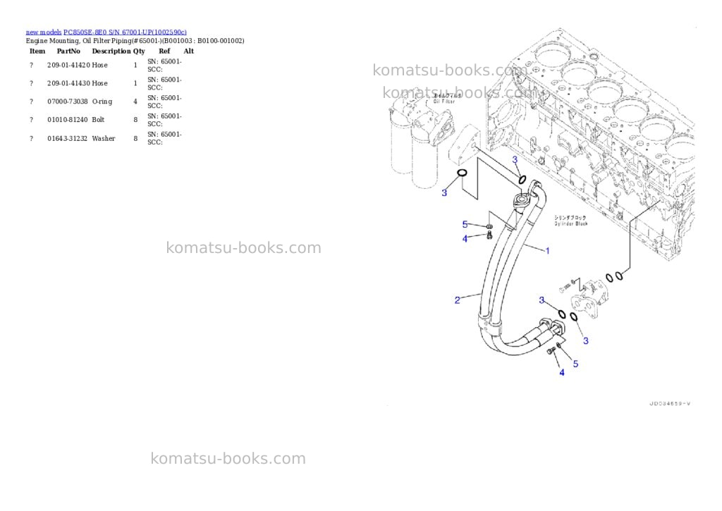 Komatsu PC850SE-8E0 S/N 67001-UP Parts catalog cover Page 3 Komatsu PC850SE-8E0 S/N 67001-UP Parts catalog cover Page 3