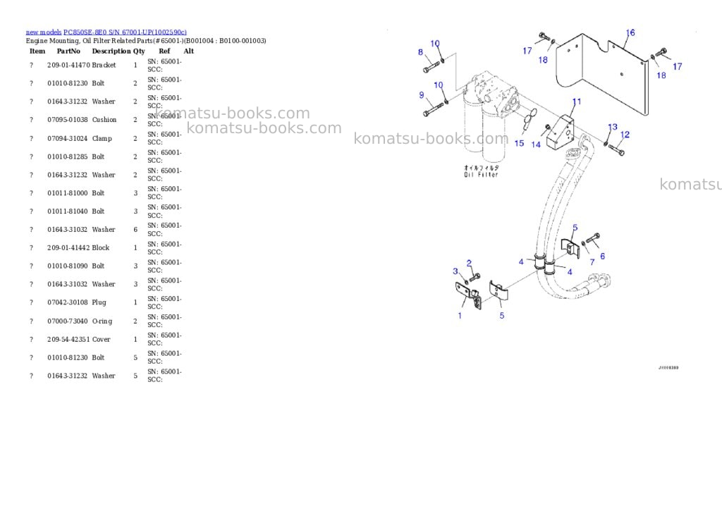 Komatsu PC850SE-8E0 S/N 67001-UP Parts catalog cover Page 4 Komatsu PC850SE-8E0 S/N 67001-UP Parts catalog cover Page 4