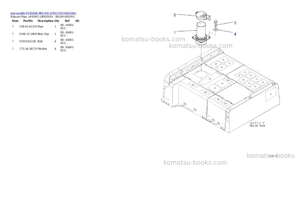 Komatsu PC850SE-8E0 S/N 67001-UP Parts catalog cover Page 6 Komatsu PC850SE-8E0 S/N 67001-UP Parts catalog cover Page 6
