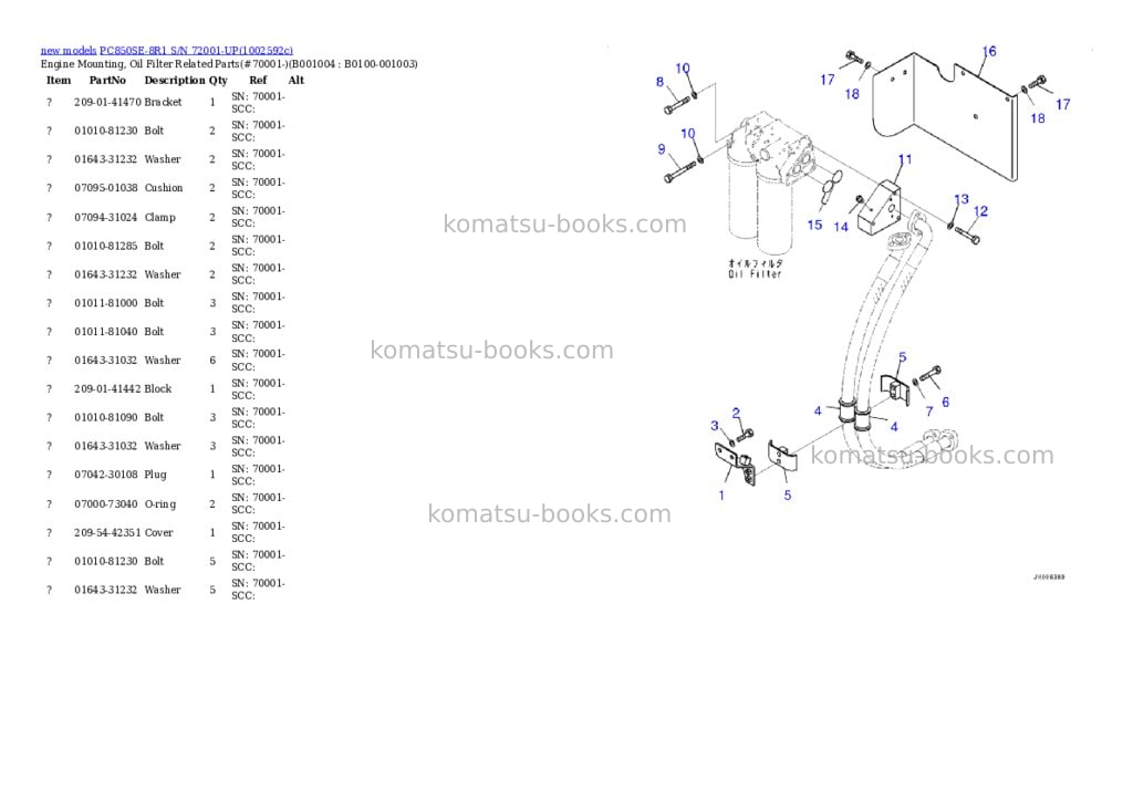 Komatsu PC850SE-8R1 S/N 72001-UP Parts catalog cover Page 4 Komatsu PC850SE-8R1 S/N 72001-UP Parts catalog cover Page 4