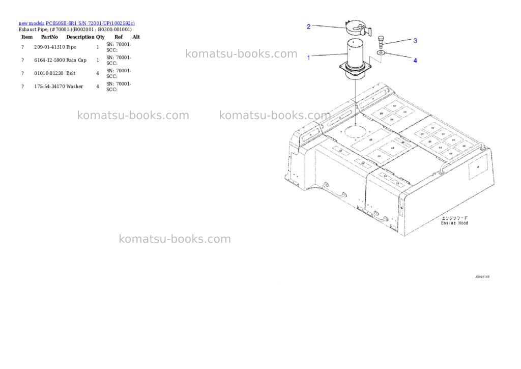 Komatsu PC850SE-8R1 S/N 72001-UP Parts catalog cover Page 6 Komatsu PC850SE-8R1 S/N 72001-UP Parts catalog cover Page 6