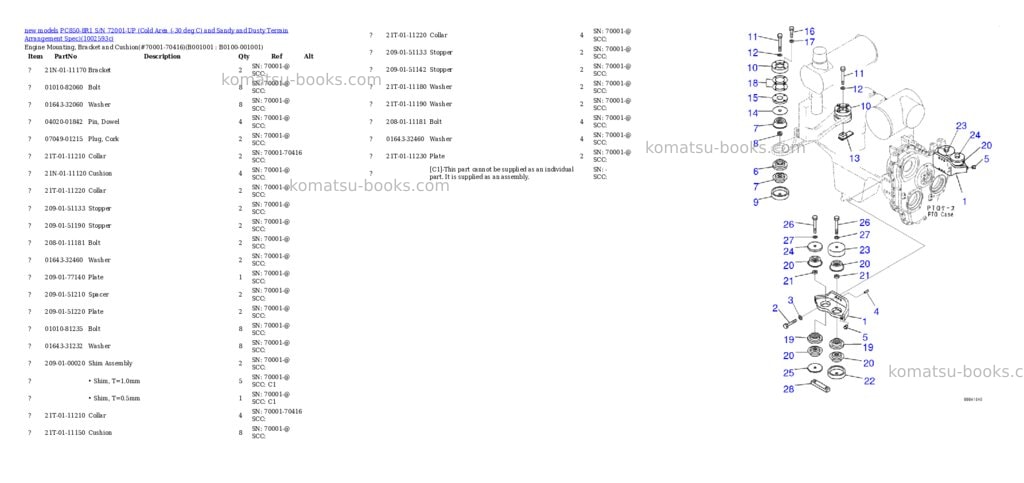 Komatsu PC850-8R1 S/N 72001-UP (Cold Area (-30 deg C) and Sandy and Dusty Terrain Arrangement Spec) Parts catalog cover Komatsu PC850-8R1 S/N 72001-UP (Cold Area (-30 deg C) and Sandy and Dusty Terrain Arrangement Spec) Parts catalog cover