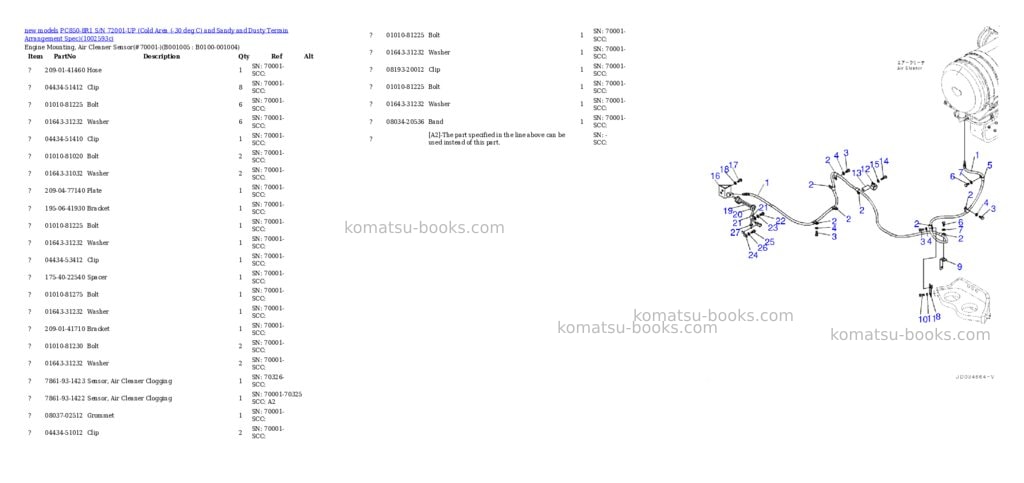 Komatsu PC850-8R1 S/N 72001-UP (Cold Area (-30 deg C) and Sandy and Dusty Terrain Arrangement Spec) Parts catalog cover Page 5 Komatsu PC850-8R1 S/N 72001-UP (Cold Area (-30 deg C) and Sandy and Dusty Terrain Arrangement Spec) Parts catalog cover Page 5
