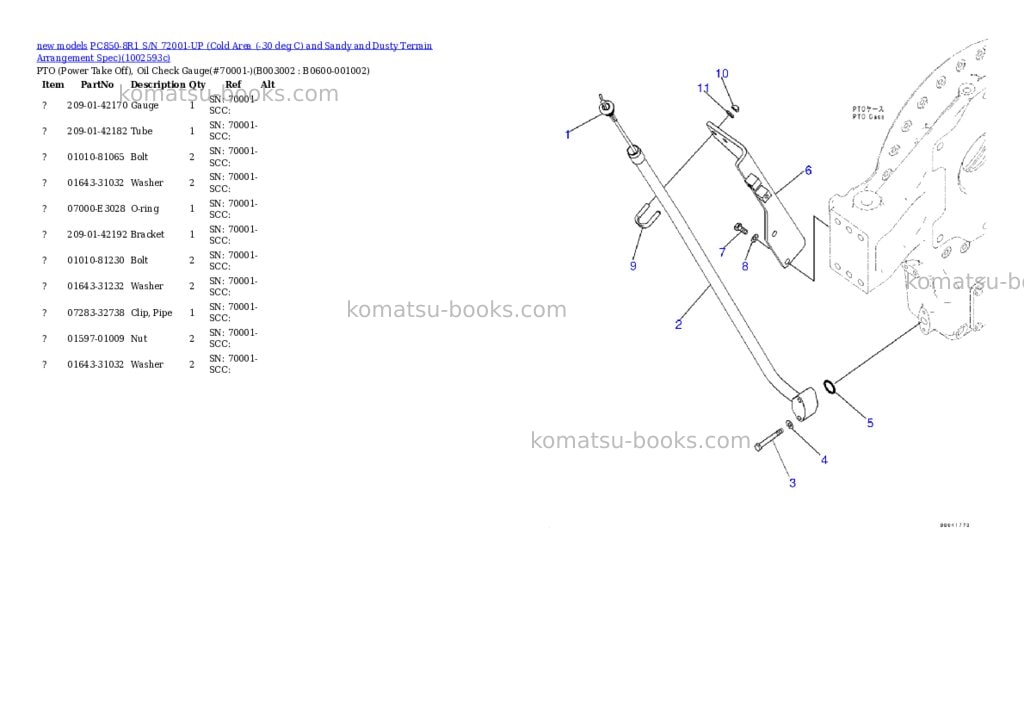 Komatsu PC850-8R1 S/N 72001-UP (Cold Area (-30 deg C) and Sandy and Dusty Terrain Arrangement Spec) Parts catalog cover Page 8 Komatsu PC850-8R1 S/N 72001-UP (Cold Area (-30 deg C) and Sandy and Dusty Terrain Arrangement Spec) Parts catalog cover Page 8