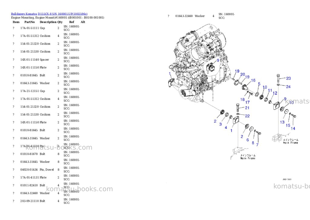 Komatsu D155CX-8 S/N 160001-UP Parts catalog cover Komatsu D155CX-8 S/N 160001-UP Parts catalog cover