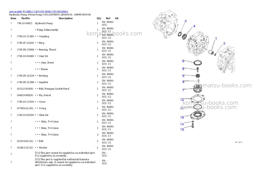 Komatsu PC390LC-11E0 S/N 90001-UP Parts catalog cover Page 10 Komatsu PC390LC-11E0 S/N 90001-UP Parts catalog cover Page 10