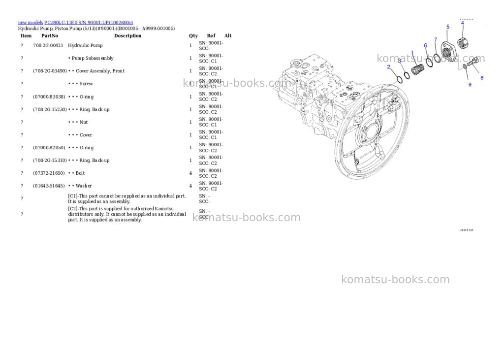 Komatsu PC390LC-11E0 S/N 90001-UP Parts catalog cover Page 5 Komatsu PC390LC-11E0 S/N 90001-UP Parts catalog cover Page 5