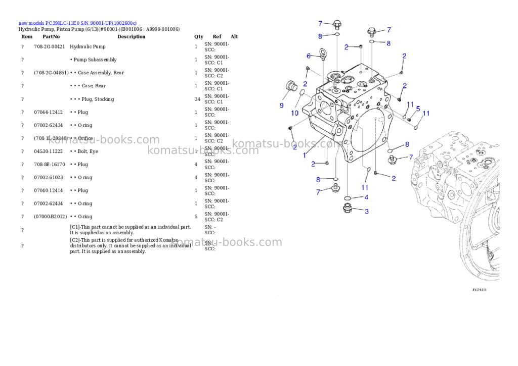 Komatsu PC390LC-11E0 S/N 90001-UP Parts catalog cover Page 6 Komatsu PC390LC-11E0 S/N 90001-UP Parts catalog cover Page 6