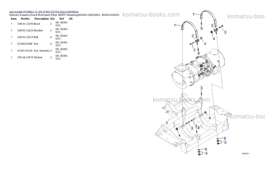 Komatsu PC490LC-11 S/N 87001-UP (For KAL) Parts catalog cover Page 10