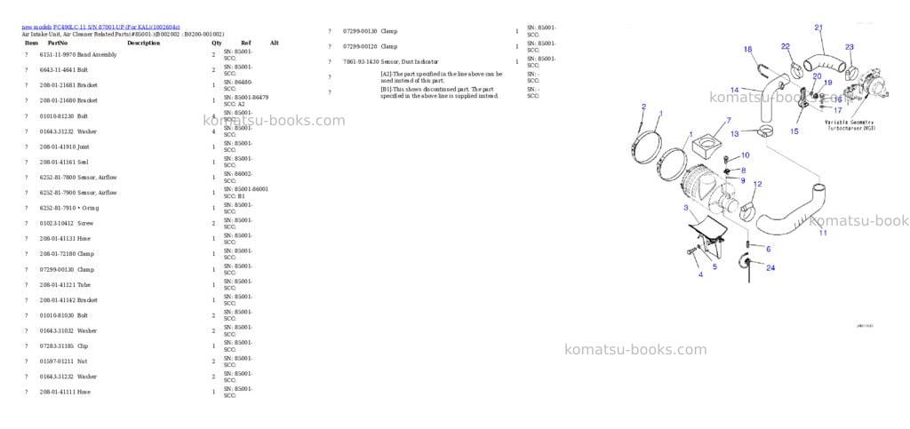Komatsu PC490LC-11 S/N 87001-UP (For KAL) Parts catalog cover Page 3
