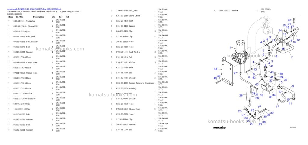 Komatsu PC490LC-11 S/N 87001-UP (For KAL) Parts catalog cover Page 5