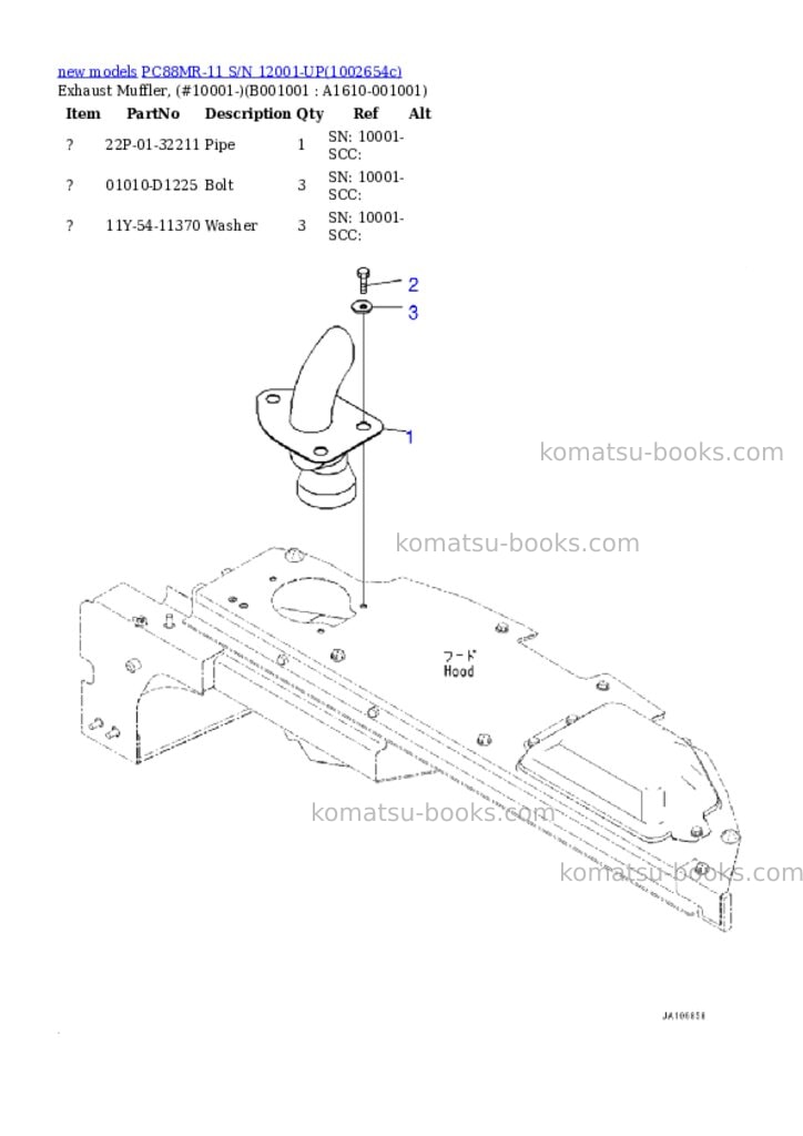 Komatsu PC88MR-11 S/N 12001-UP Parts catalog cover Komatsu PC88MR-11 S/N 12001-UP Parts catalog cover