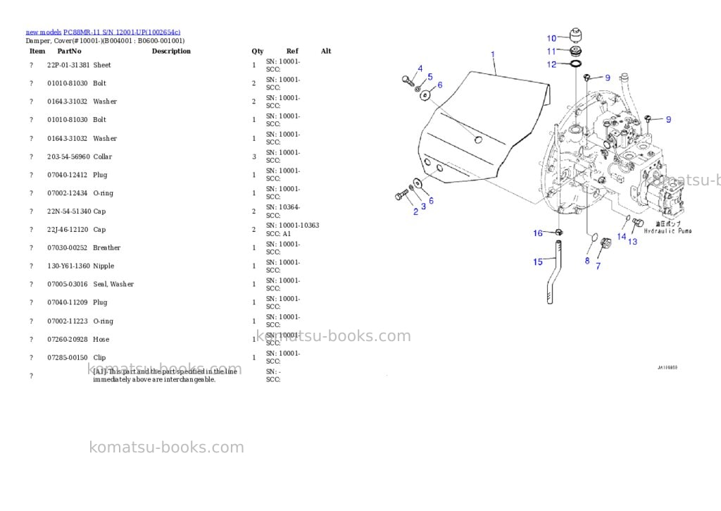 Komatsu PC88MR-11 S/N 12001-UP Parts catalog cover Page 5 Komatsu PC88MR-11 S/N 12001-UP Parts catalog cover Page 5