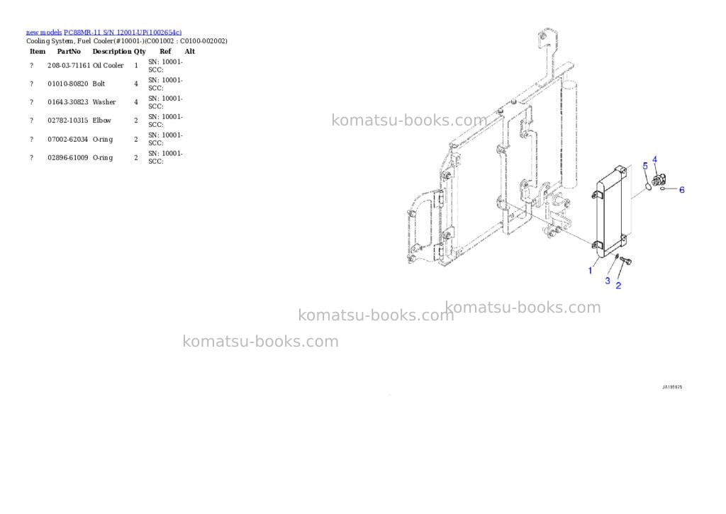 Komatsu PC88MR-11 S/N 12001-UP Parts catalog cover Page 7 Komatsu PC88MR-11 S/N 12001-UP Parts catalog cover Page 7