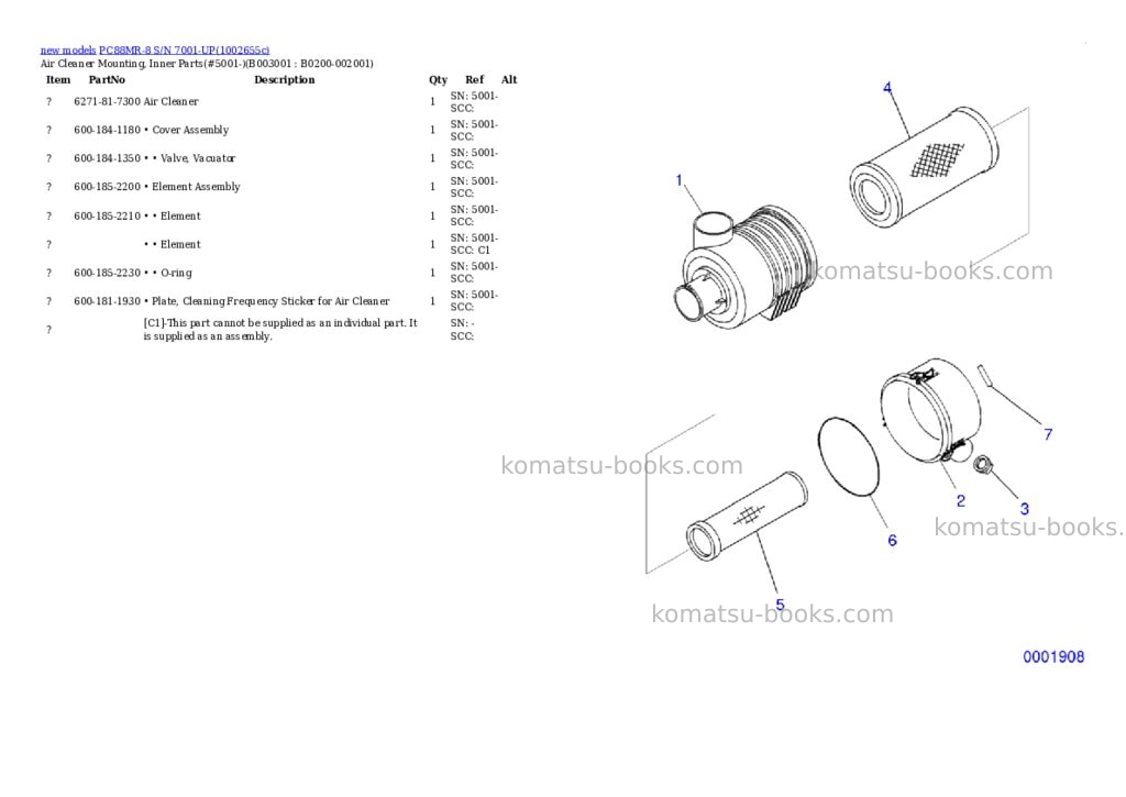 Komatsu PC88MR-8 S/N 7001-UP Parts catalog cover Page 3