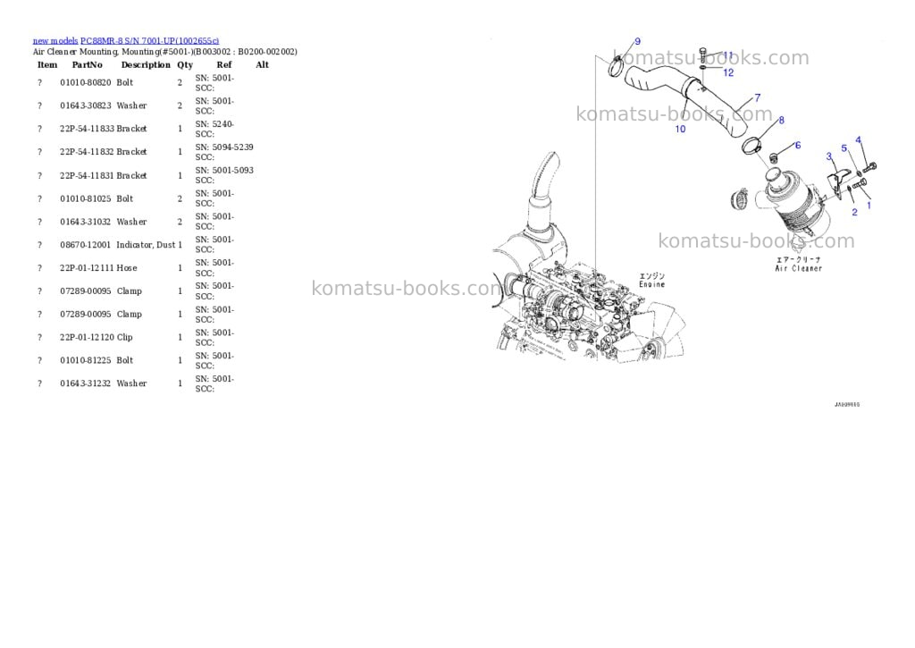 Komatsu PC88MR-8 S/N 7001-UP Parts catalog cover Page 4