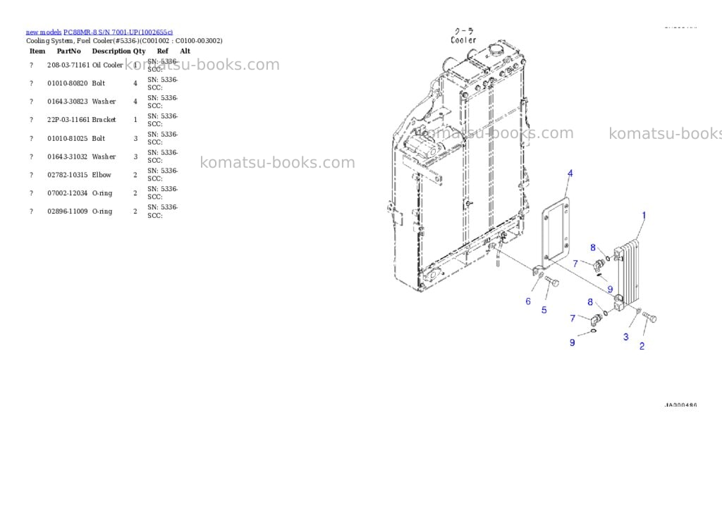Komatsu PC88MR-8 S/N 7001-UP Parts catalog cover Page 7