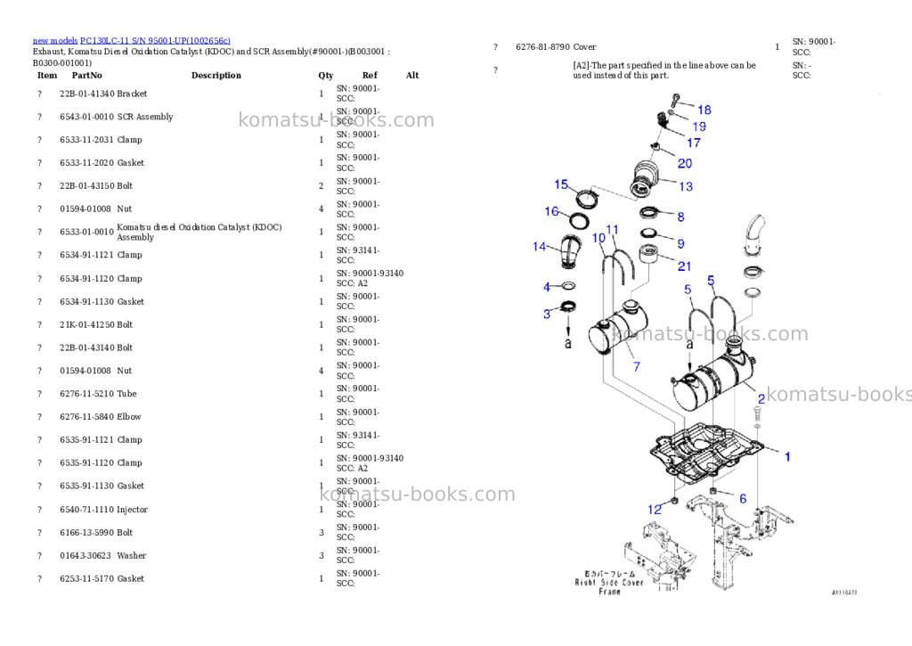 Komatsu PC130LC-11 S/N 95001-UP Parts catalog cover Page 10