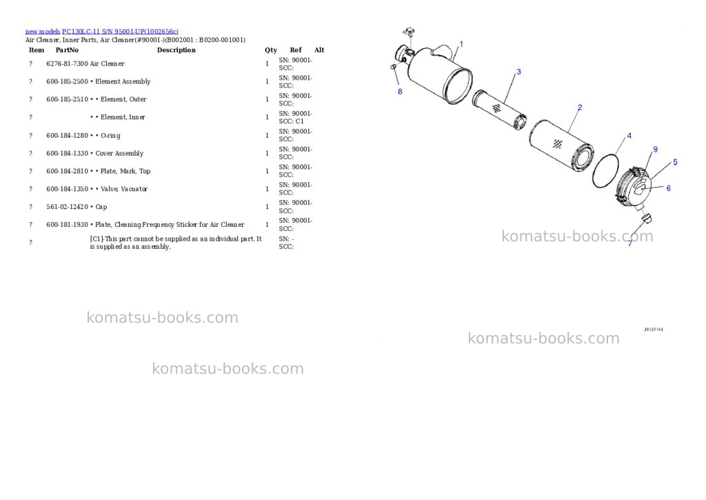 Komatsu PC130LC-11 S/N 95001-UP Parts catalog cover Page 4