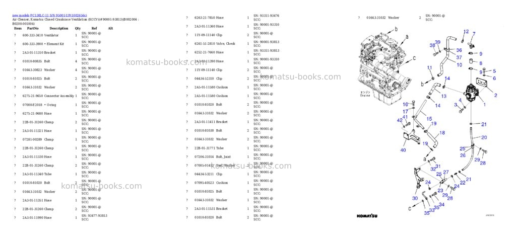 Komatsu PC130LC-11 S/N 95001-UP Parts catalog cover Page 7