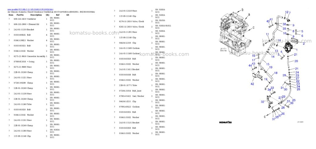 Komatsu PC130LC-11 S/N 95001-UP Parts catalog cover Page 8