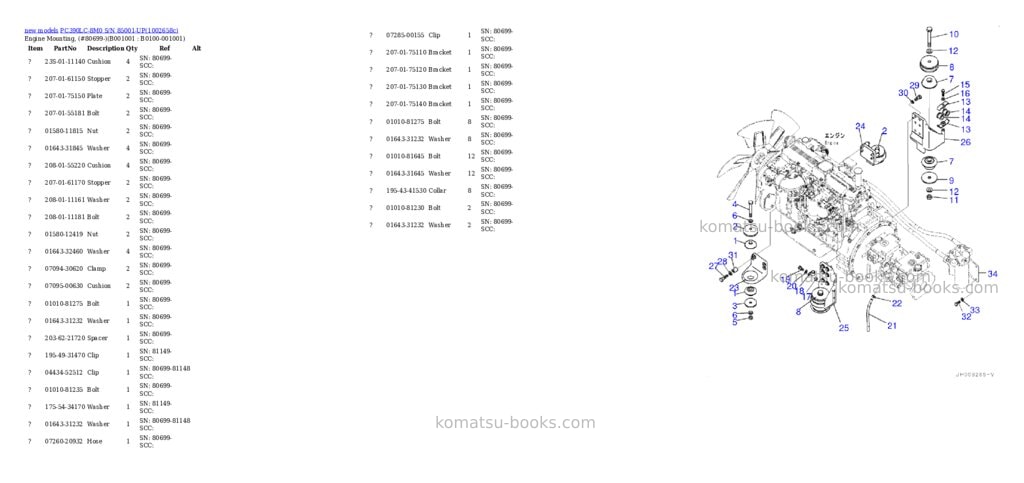 Komatsu PC390LC-8M0 S/N 85001-UP Parts catalog cover Komatsu PC390LC-8M0 S/N 85001-UP Parts catalog cover